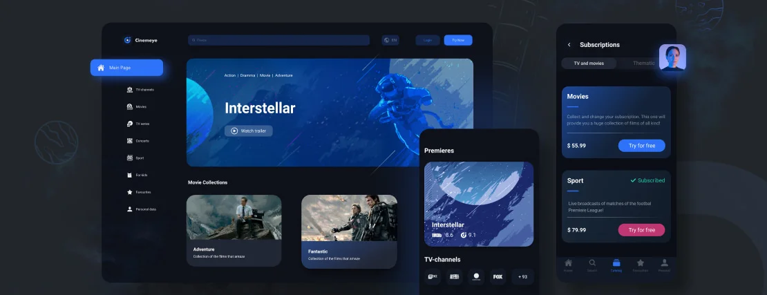 视频流媒体平台界面展示